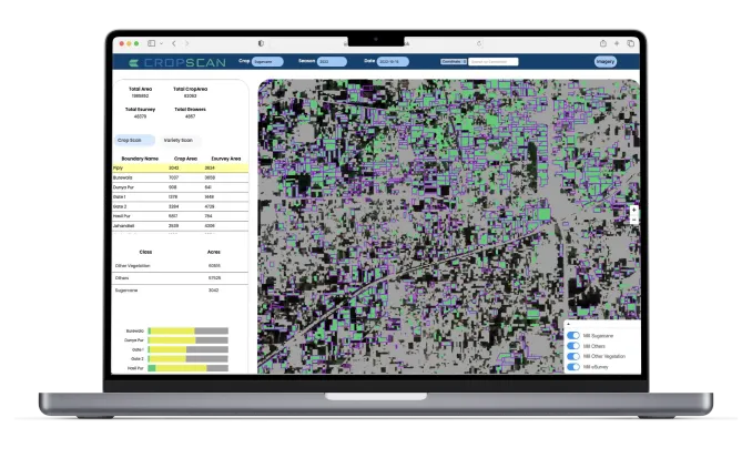 Farmdar precision agriculture platform on laptop
